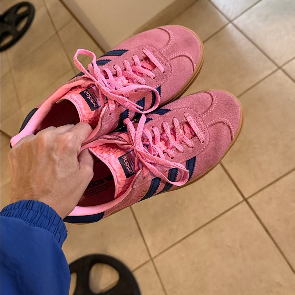 adidas Gazelle Pink and Navy Athletic Shoes - Picture 10 of 10